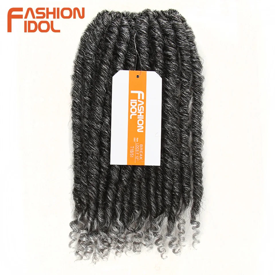 FASHION IDOL 12-Inch Faux Locs Crochet Braids Hair Extensions, Synthetic Ombre Silver Grey Dreadlocks, 6 Packs image 3