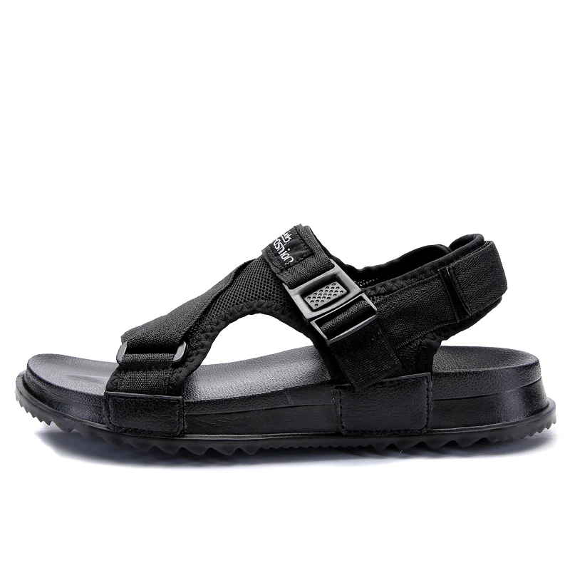WOLF WHO/Новинка года; модная летняя мужская пляжная обувь; дышащие мужские сандалии; легкая уличная мужская повседневная обувь; Chaussure A-008 - Цвет: black
