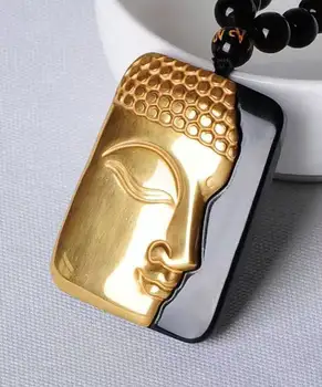 

Kolye Collares Chrysocolla Beautiful Pure Color+ Natural Obsidian Carved For Buddha Amulet Pendant For Pendants Fine Jewelry