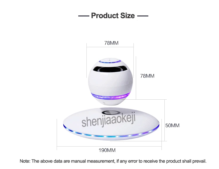 1 шт. Магнитный левитационный аудио беспроводной Bluetooth динамик мини подвесной звук домашний звук разъем Усилитель-сабвуфер 5 в 3 Вт