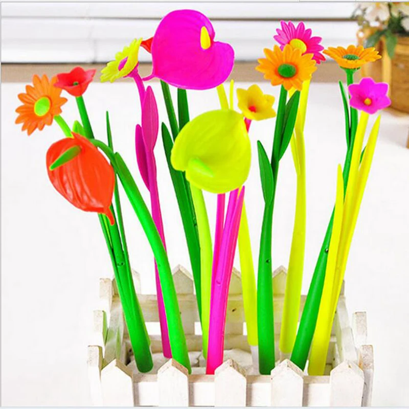 

The New Creative Office Stationery Cute Simulation Plants Flowers Soft Silicone Gel Pen 0.5mm Pen / 10pc
