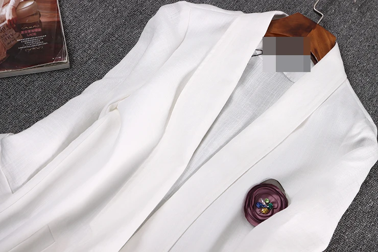 Europe station 2017 New autumn Three Quarter sleeve Long Solid fashion casual Notched collar Pockets women Blazers plus size