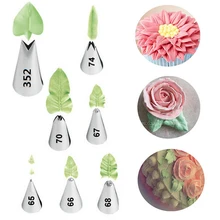 7 Unids/set Hojas Crema Consejos Cake Decorating Icing Piping Boquillas de Acero Inoxidable Herramientas de Los Pasteles de La Magdalena