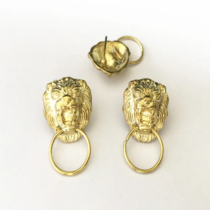 

10pcs/lot 20mmx31mm Pale golden color lion Stud Earrings pendant accessories