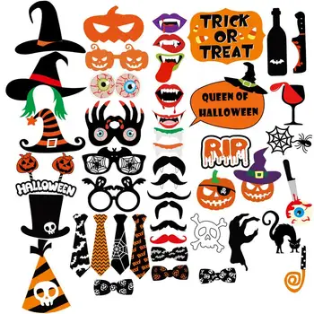 

Tinksky 47pcs Halloween Party Photo Booth Props Creative Happy Halloween Pose Sign Kit for Party Decoration