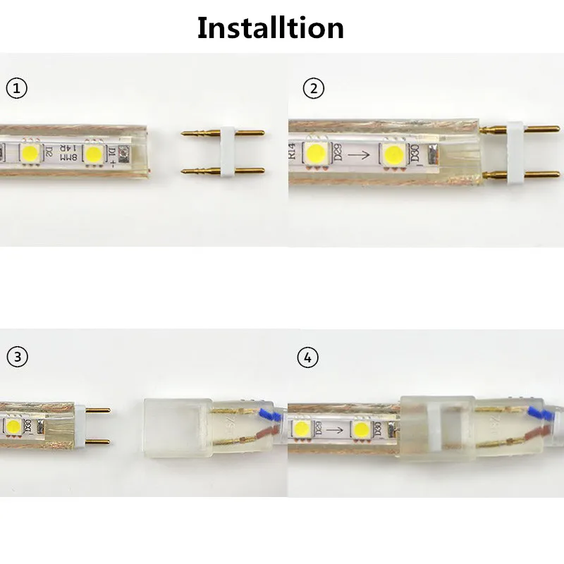 2pin 6 мм кабель Светодиодные ленты светильник 5050 2835 3014 5630 SMD светильник бар Plug Светодиодный светильник поясные аксессуары штепсельная вилка европейского стандарта с иглой 220 V-240 V