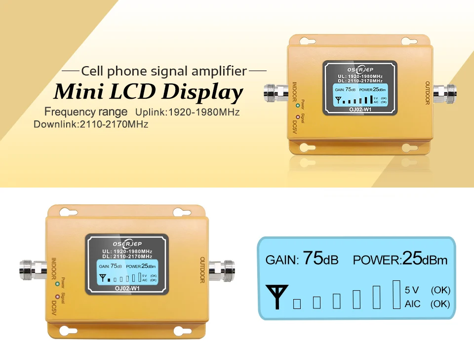 3g повторитель 2100 повторитель сигнала для сотового телефона 2100 МГц усилитель сигнала мобильного телефона, lcd Mini 70db 3g LTE WCDMA UMTS