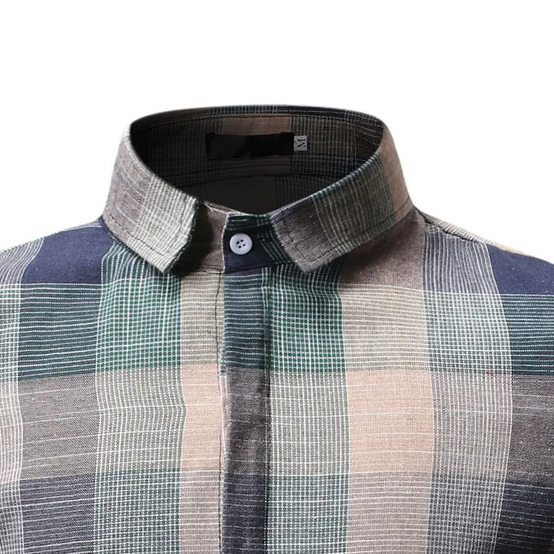 Chemise Homme Plaid Dress Shirts Mens Short Sleeve Button-Down Checkered Shirts 2019 Summer Fashions Men Blouse YS52 (7)