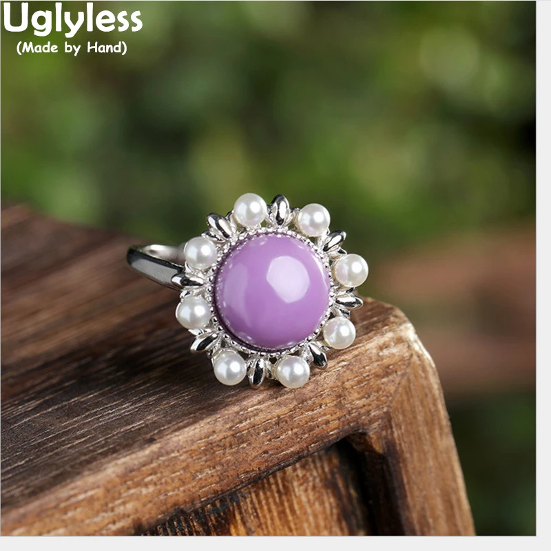 HIGH QUALITY SOLID 925 STERLING SILVER NATURAL AMETHYST REAL PEARL LADIES RING