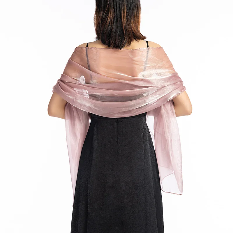 

2019 New Elegant Women Silky Iridescent Scarf Wrap Stole Shawl For Wedding Bridal Bridesmaids Evening Wear Prom and Parties