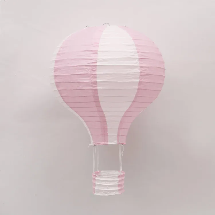 30cm 40cm hot air balloon chinese lantern rainbow heart striped printed lampion babyshower birthday wedding party decorations - Цвет: Pink Stripe