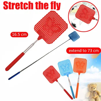 

2 Types Plastic Telescopic Extendable Fly Swatter Prevent Pest Anti Mosquito Pest Reject Insect Killer Tool Ordinary Fly Swatter