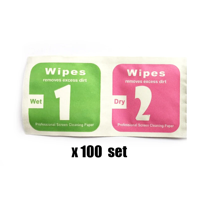 

100 Set (200PCS) Phone Camera lens optical LCD screen dust cleaning paper cleaner for iPhone 7 6 6s wet dry Cleaning Wipes Paper