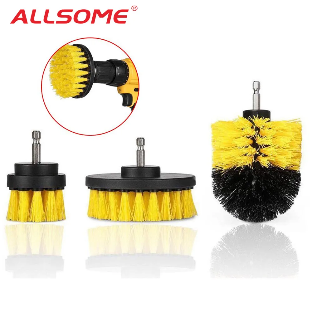ALLSOME 3 шт электрическая щетка щетки для Ванная комната дрель скруббер щетка для чистки Аккумуляторная дрель комплект крепления