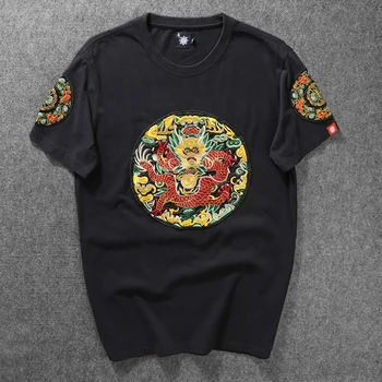 

black tops Free shipping men plus size 7xl 8XL o-neck t shirt Tees 3D style Embroidery men's Casual short-sleeve T-shirt 150kg