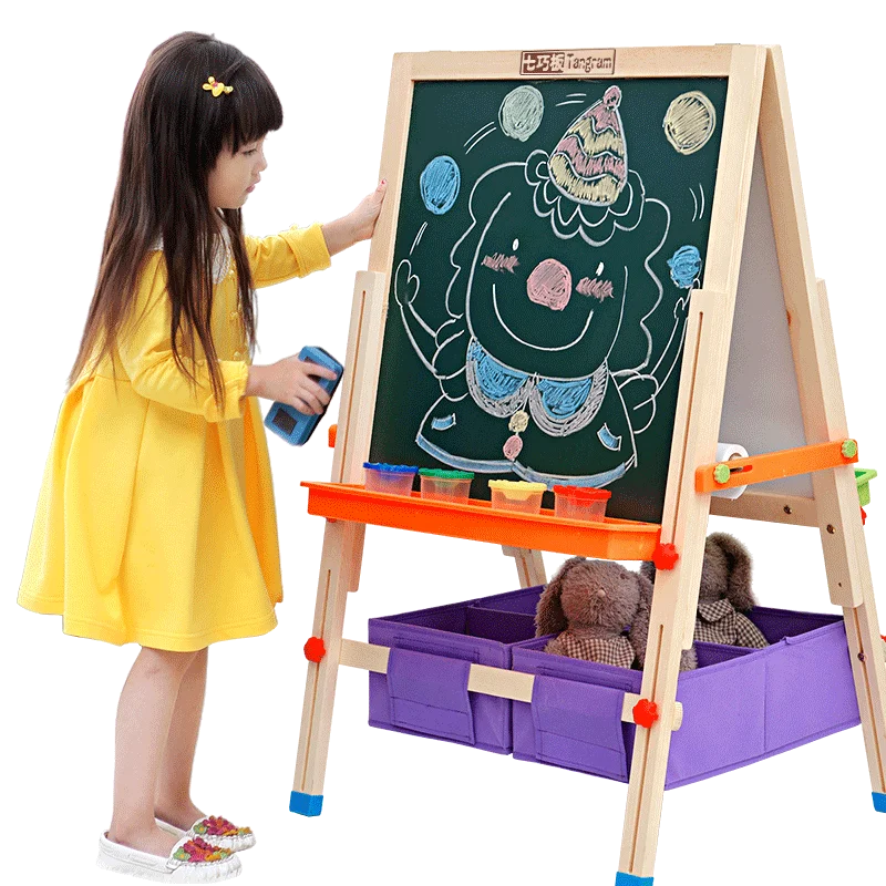

Children's drawing board large bracket small blackboard bracket type magnetic WordPad drawing board home teaching chalk board