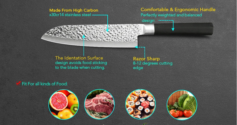 Кухонные ножи 4 7 дюймов из высокоуглеродистой нержавеющей стали 5CR15 японский кухонный нож шеф-повара Santoku Кливер Фруктовый Набор для нарезки овощей