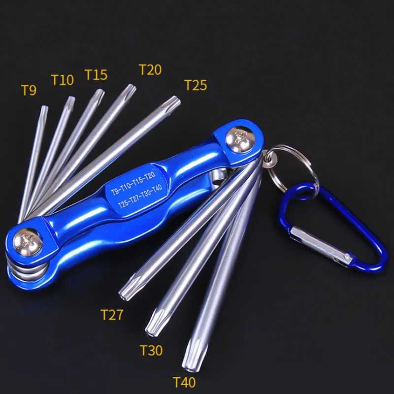 

Folding Hex Key Wrench Metric Allen Key Wrench with Chrome Finish Carabiner for Bicycle Computer JA55