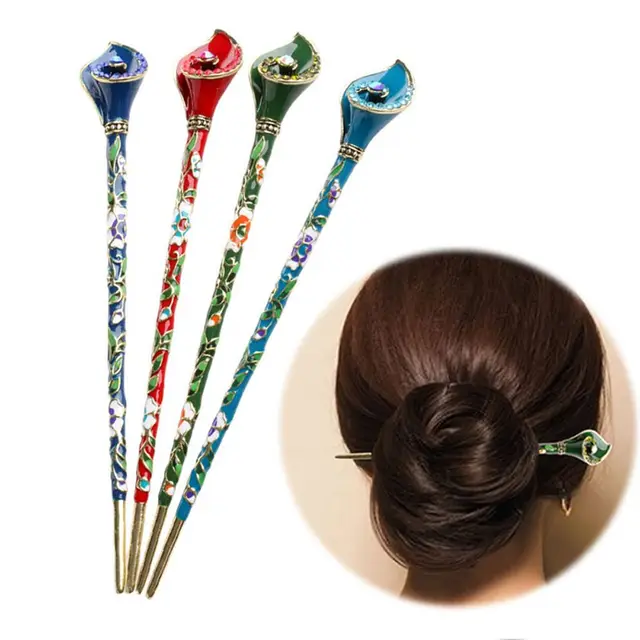 New Women Metal Rhinestone Handmade Hair Stick Chopsticks New Women Metal Rhinestone Handmade Hair Stick Chopsticks Hairpin Pin Chignon Accessories