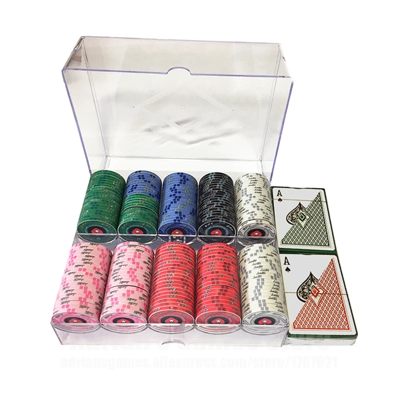 

200pcs/set Poker Chips with Plastic Playing Cards & Acrylic Box 200 Poker Chips Set