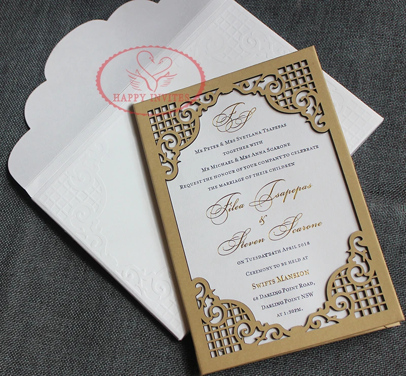 HI3038 - 09 Personalized Hardcover Wedding Card With Nice Laser Cut Design