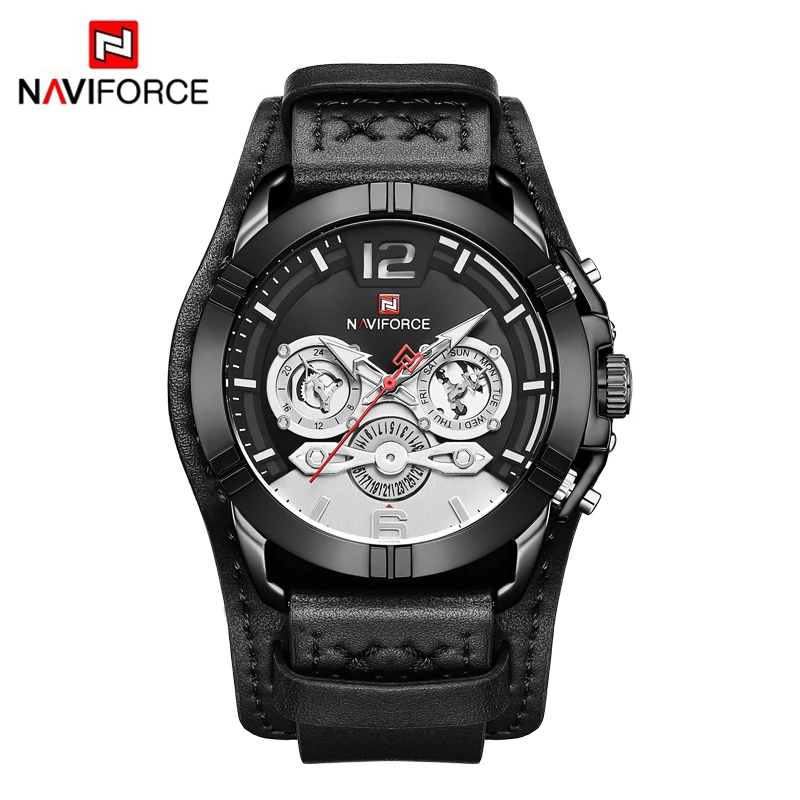 

NAVIFORCE Top Brand Luxury Mens Watches Male Clocks Date Sport Military Clock Leather Strap Quartz Waterproof Business Men Watch