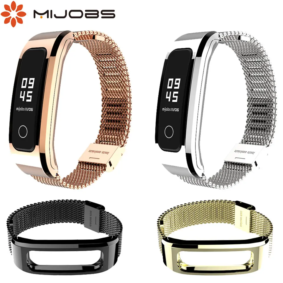 

Mijobs Milans Strap For Huawei Honor Band 4 Running Version Smart Bracelet Stainless Watch Replaceable For Honor Band 4 Running