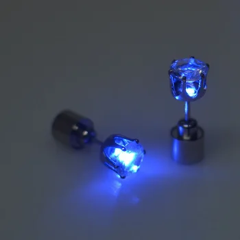 

1 Pair LED Earrings For Party Accessories Men Women Diamind Shape Light Up LED Earrings Studs Flashing Novelty New Items