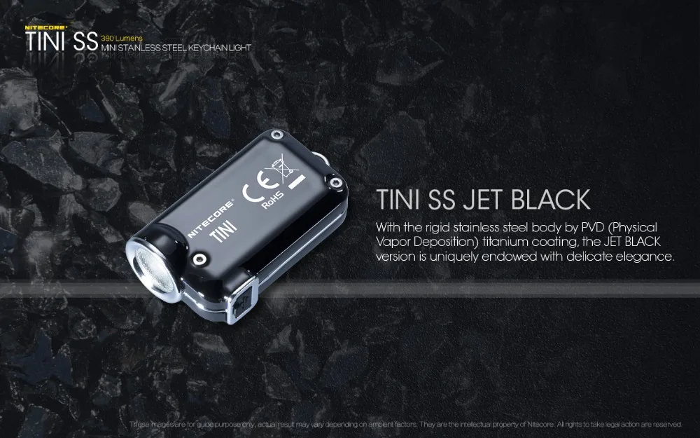 Nitecore TINI SS USB перезаряжаемая светодиодная подсветка ключа из нержавеющей стали CREE XP-G2 S3 светодиодный 380 лм включает USB перезаряжаемый литий-ионный аккумулятор