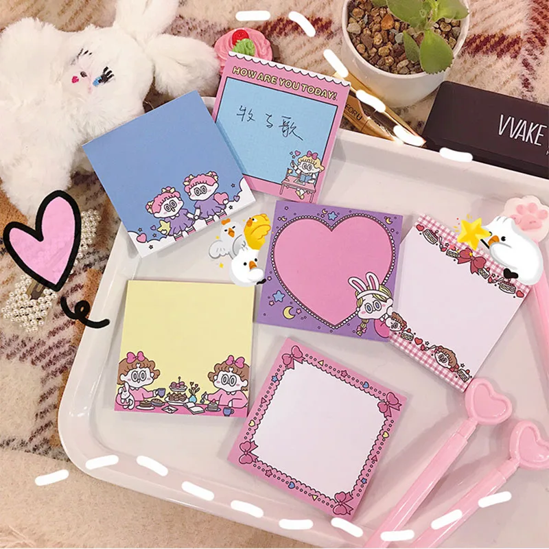 Милый кавайный Ins Girl Sticky Note memo pad наклейка для офисного планировщика бумага корейские канцелярские принадлежности Школьные блокноты принадлежности