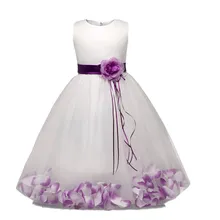 Платья с цветочным узором для девочек; летнее Недорогое Платье с белыми лепестками для детей; платье-пачка для свадебной вечеринки; школьная одежда для девочек