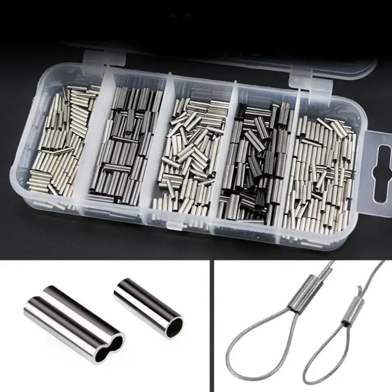 

Copper Barrel Crimping Sleeves Double/Single Tube Fishing Line Wire Sleeve Copper Tube Connector Fishing Tackle Kit