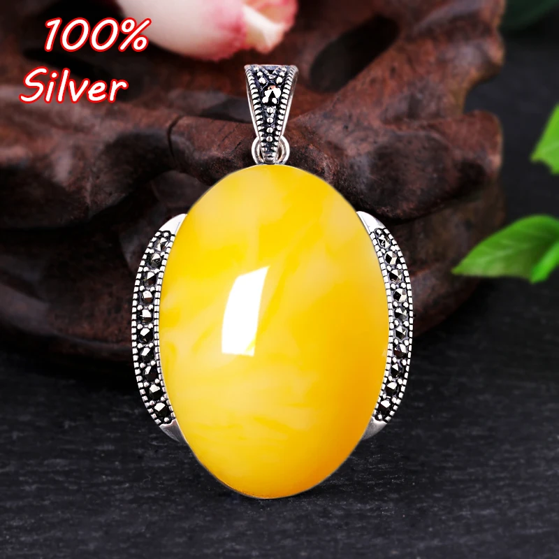 20*30mm S925 Sterling Silver Color Oval Retro Pendant Blank Cabochon Base Setting Bezel DIY Jewelry Making Component | Украшения и