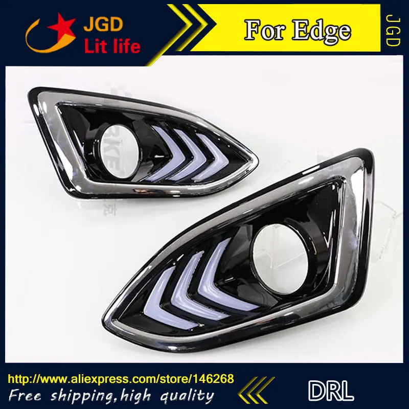 

Free shipping ! 12V 6000k LED DRL Daytime running light for Ford Edge 2015 2016 fog lamp frame Fog light