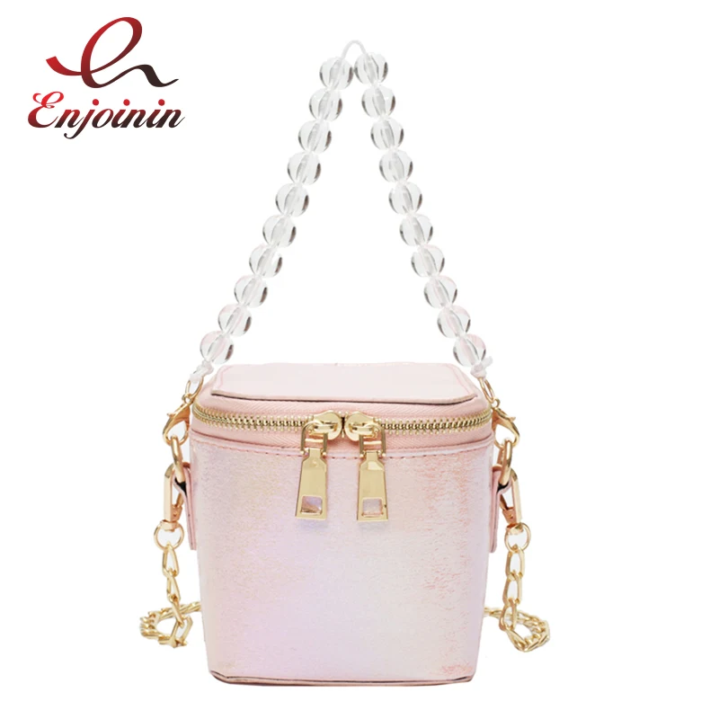 

Fashion Transparent Beaded Handle Pu Square Box Style Women Mini Tote Bag Shoulder Bag Crossbody Bag Ladies Flap Handbag Bolsa