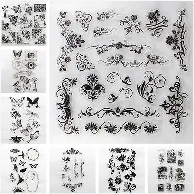 

Alphabet Flower Transparent Silicone Stamps Sheet Cling Scrapbooking DIY Stamp Mulit designs hand made Stamps