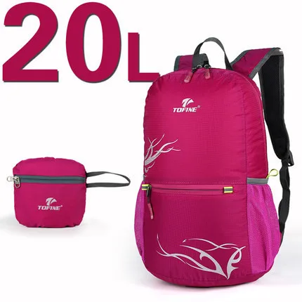 Водонепроницаемый ультра-легкий нейлон складной походный рюкзак Альпинизм дорожная сумка рюкзак на молнии - Цвет: rose 20L