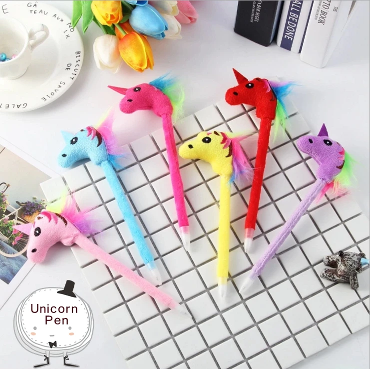 Funny Unicorn Plush Ballpoint Pen School Supply Cute Stuffed Animals Plush Soft Gel Pen Toys For Children Kids Stationer 141