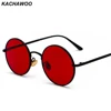 Kachawoo women sunglasses with red lenses round metal frame vintage retro glasses sun for men unisex birthday gifts 1