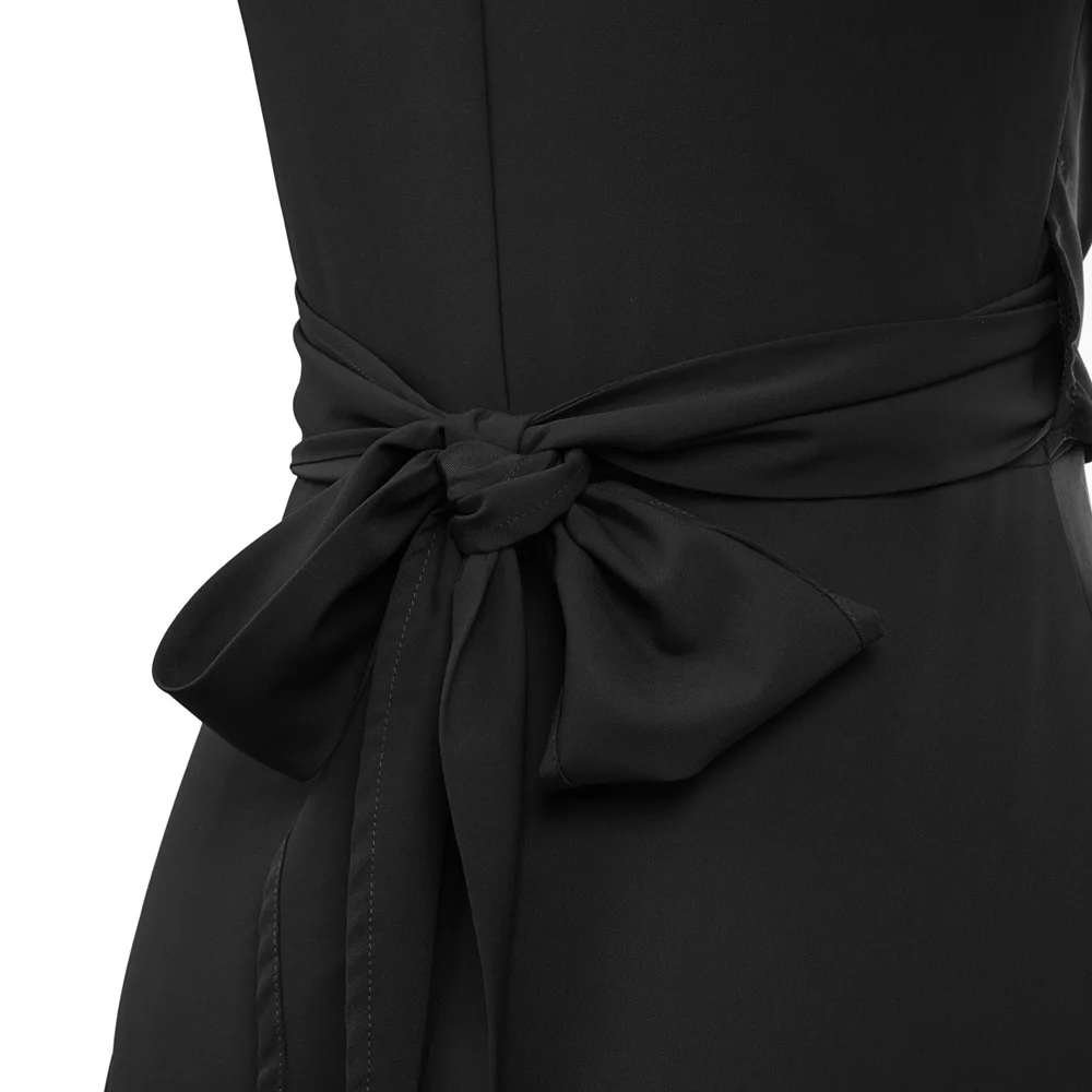 Женское Плиссированное вечернее платье, повседневное, короткий рукав, v-образный вырез, с запахом спереди, асимметричное, с высоким низким, элегантное, до колена, ретро, однотонное платье трапециевидной формы
