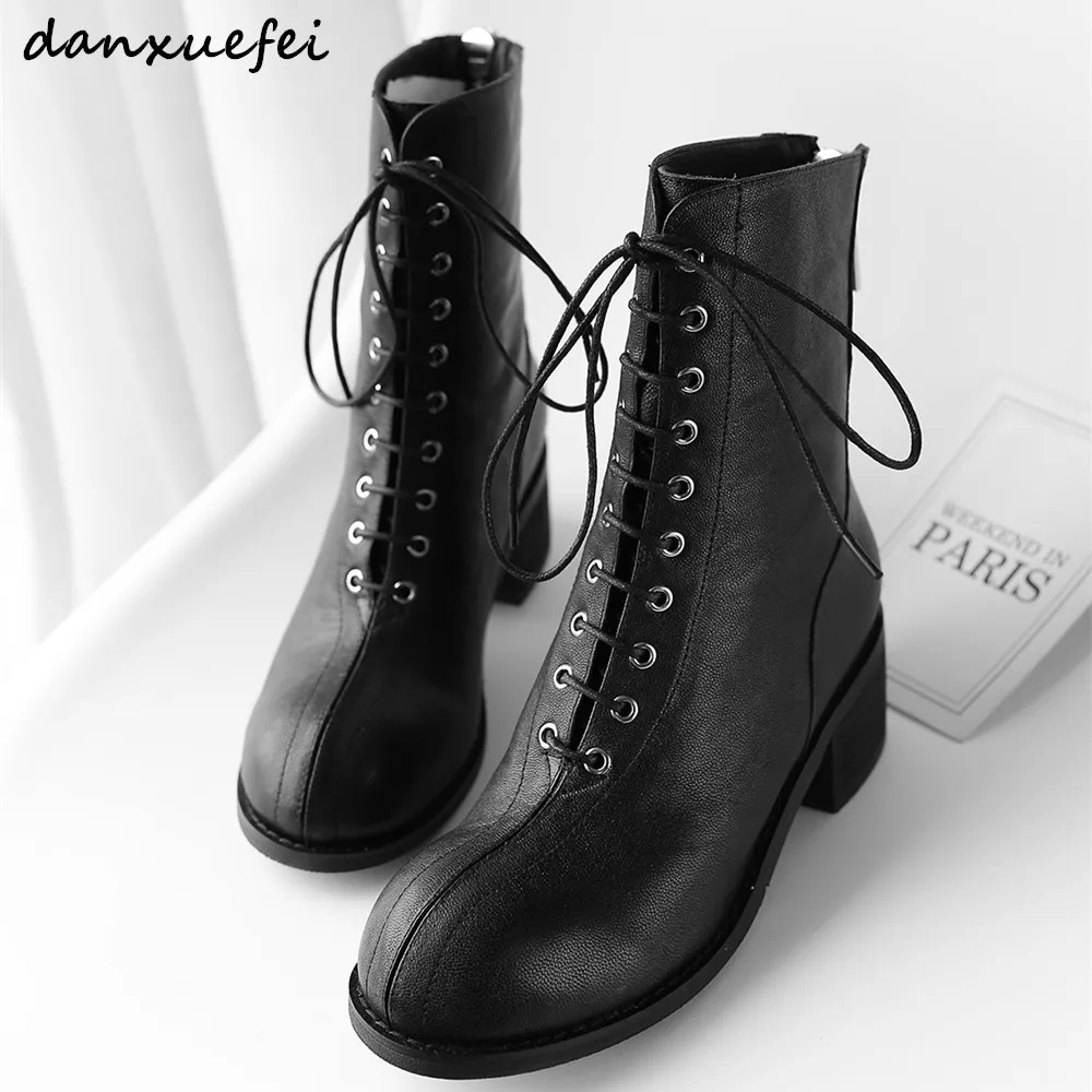 2018 Vintage Style Genuine Leather Women Boots Flat Booties Soft ...