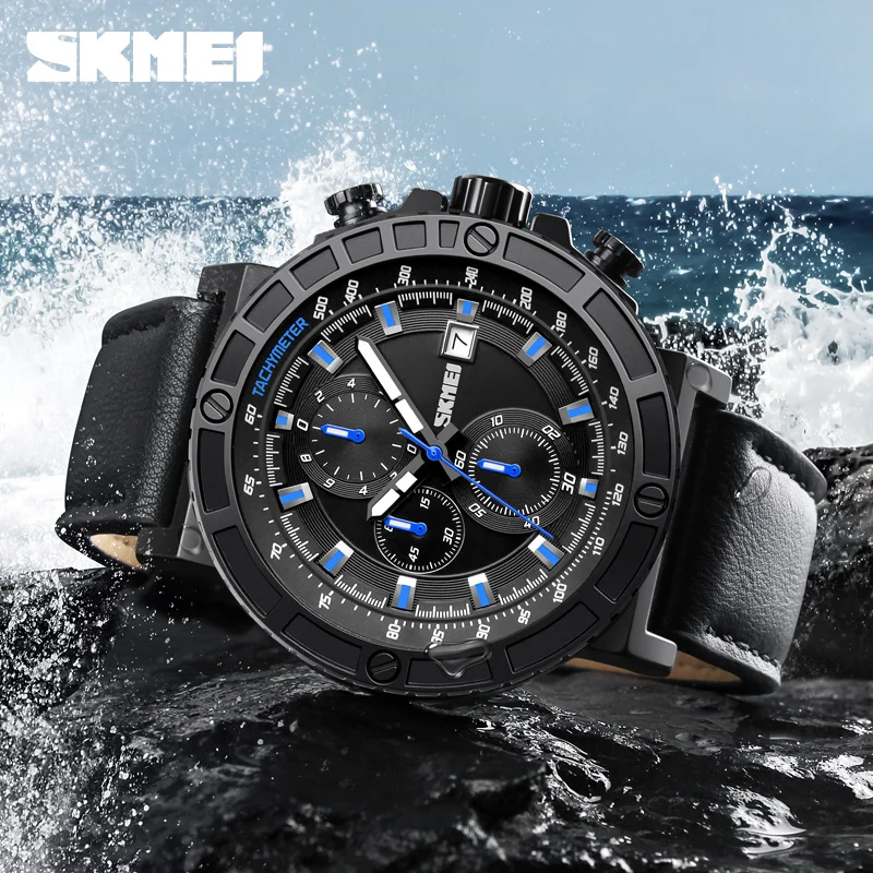 

SKMEI Men Watches Top Brand Luxury Waterproof Date Quartz Wristwatch Military Leather Fashion Sports Watch Relogio Masculino