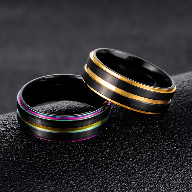 Modyle Brand New Black 316L Stainless Steel Men Finger Rings Multicolor Gold Color Cool Male Rings Gift Wholesale