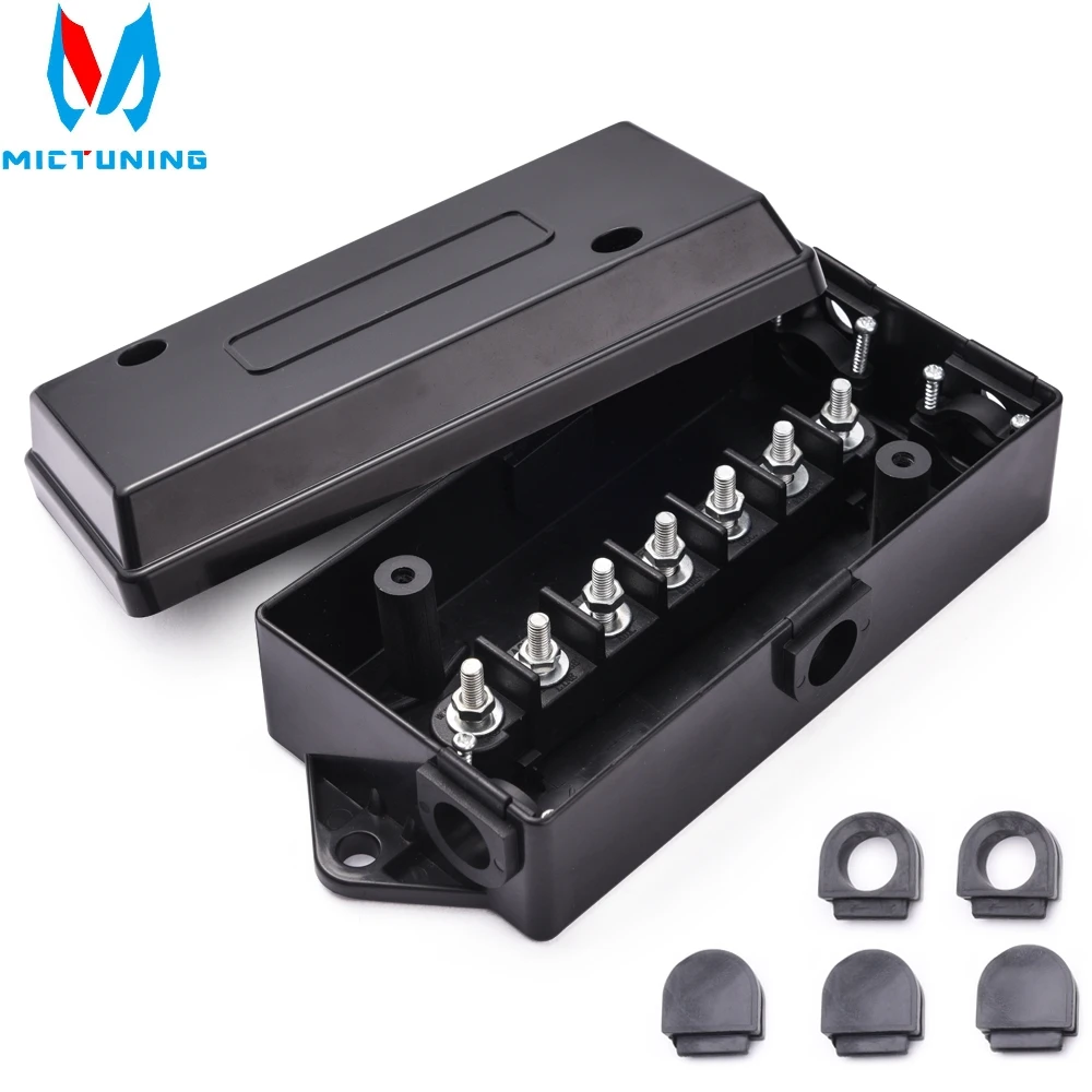 

MICTUNING 7-Port Trailer Wiring Junction Box 7 Way/Pole Trailer Wire/Cable Connection Box Towing for Rewiring Camper RV Caravans