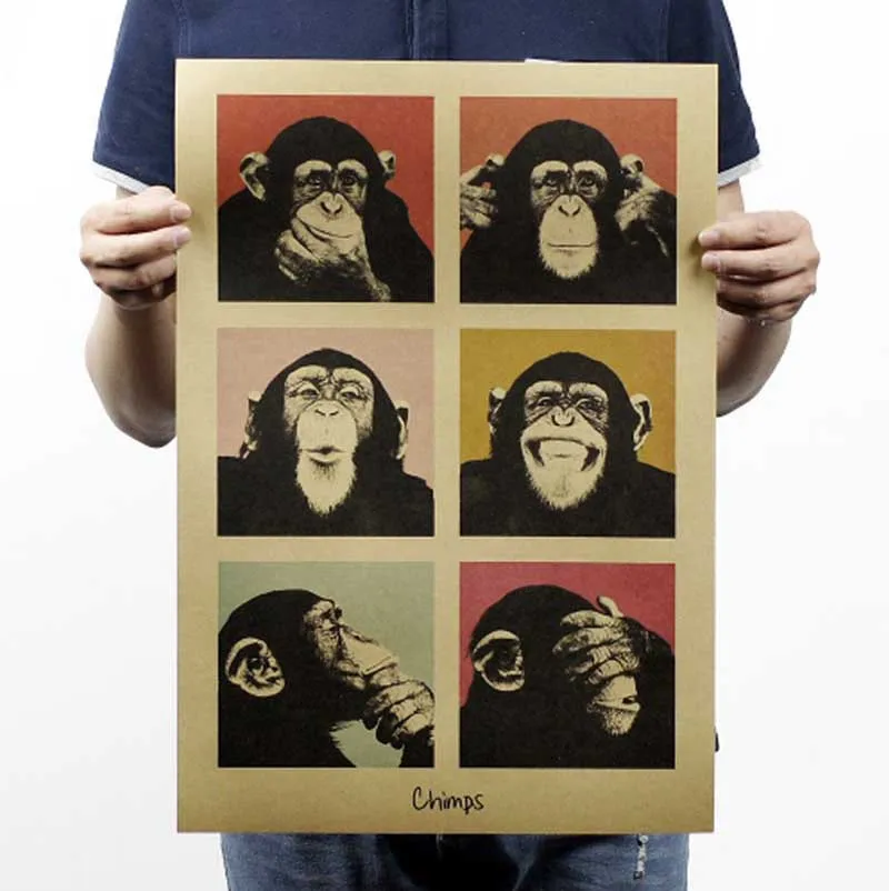 

Vintage poster Gorilla bar counter adornment kitchen retro kraft paper posters,Movie poster Wall stickers 51*35CM