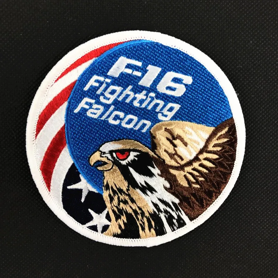 

Embroidery F16 Fighting Falcon Patch 3D Tactical Patch Combat Eagle Armband Hook And loops Military Morale Badge 10cm