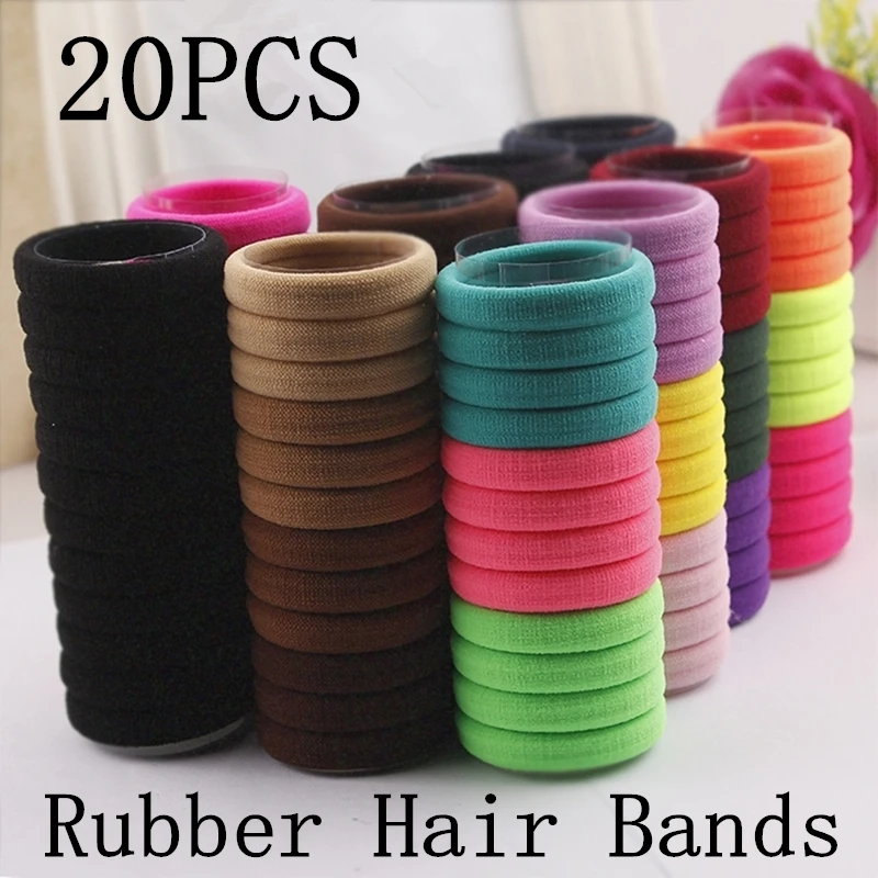 

Girls Hair Bands 20pcs/lot Candy Fluorescence Colored Elastic Ponytail Holders Rubber Tie Gum Hair Rope Hair Accessories Black