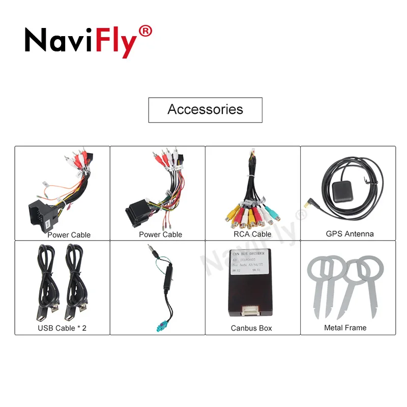 Perfect Navifly 2Din Car Multimedia Player GPS Android 9.1 DVD Automotivo For Audi/A4/S4 2002-2008 Radio Quad Cores RAM 2GB ROM 32GB 2