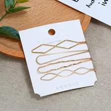 4 шт./компл. Корея простые металлические заколки для женщин геометрический ромб золотые цветные шпильки аксессуары для волос