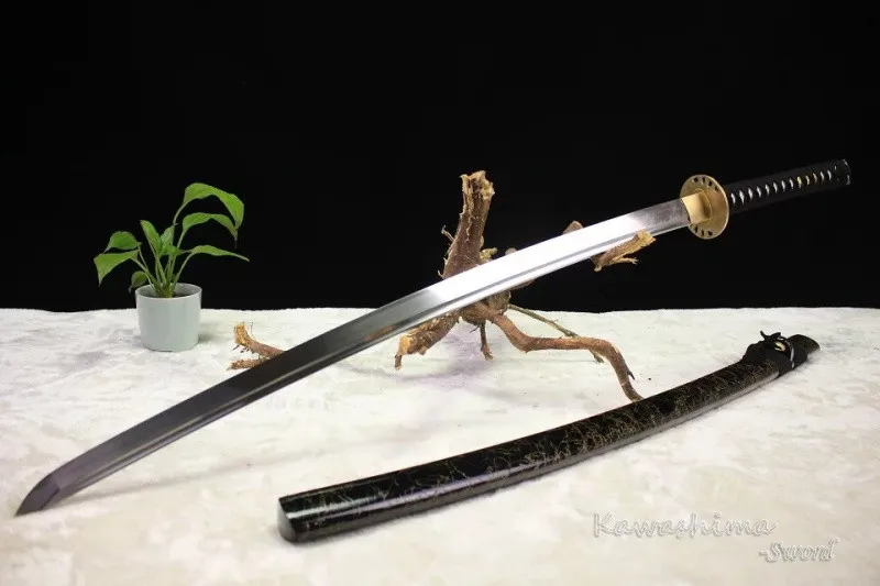 Forged High Carbon Steel Samurai Sword Handmade Katana Full Tang Sharp Blade With Groove Wooden Sheath-Discounted Sale